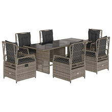 7-delige Tuinset met kussens poly rattan grijs