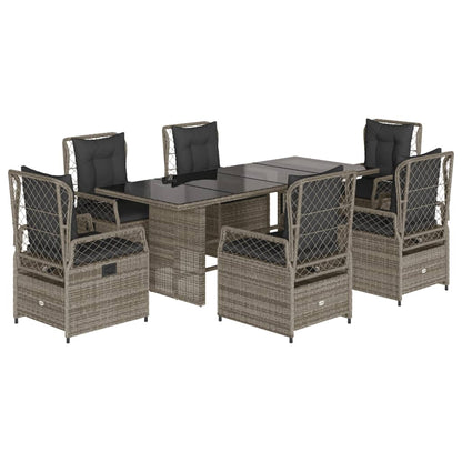 7-delige Tuinset met kussens poly rattan grijs