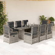 Tuinset 9-delig poly rattan grijs