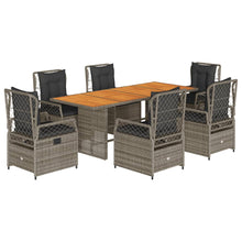 7-Delige Tuinset Met Kussens Poly Rattan 6 Grijs Hout