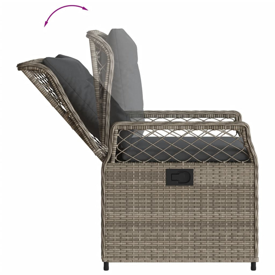 7-Delige Tuinset Met Kussens Poly Rattan 6 Grijs Hout