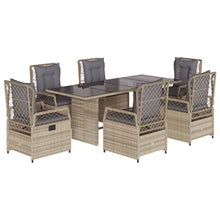 7-delige Tuinset met kussens poly rattan beige