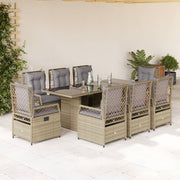 Tuinset 9-delig poly rattan beige met kussens