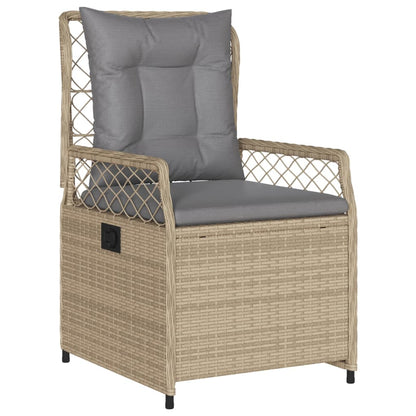 7-Delige Tuinset Met Kussens Poly Rattan 6 Beige en grijs Hout