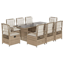 9-delige Tuinset met kussens poly rattan beige