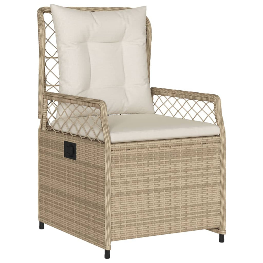 7-Delige Tuinset Met Kussens Poly Rattan 6 beige en crèmekleurig Hout