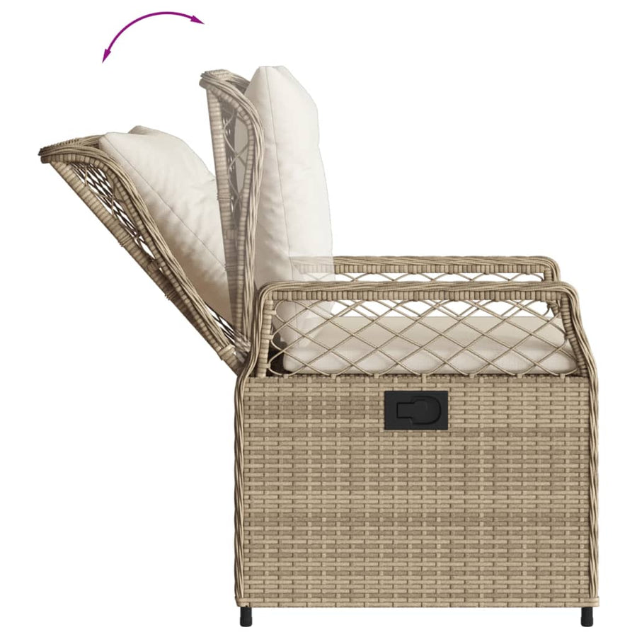 7-Delige Tuinset Met Kussens Poly Rattan 6 beige en crèmekleurig Hout