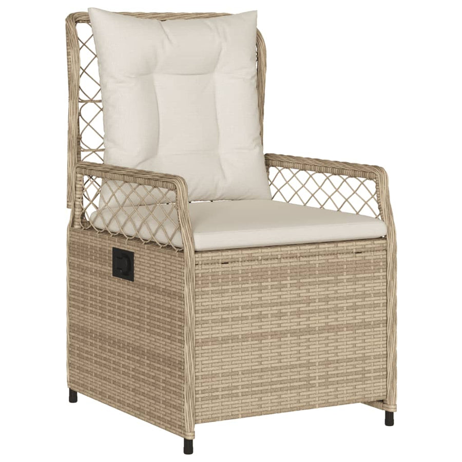 9-Delige Tuinset Met Kussens Poly Rattan 8 beige en crèmekleurig Hout