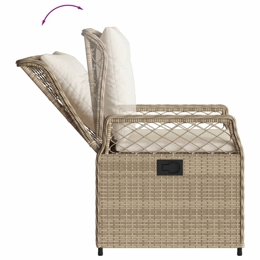 9-Delige Tuinset Met Kussens Poly Rattan 8 beige en crèmekleurig Hout