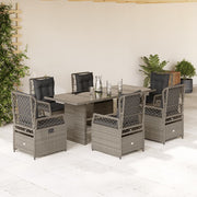 Tuinset 7-delig poly rattan grijs
