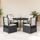 5-piece Garden Set with Cushions, Poly Rattan, Black