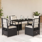 5-piece Garden Set with Cushions, Poly Rattan, Black