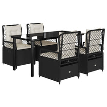 5-delige Tuinset met kussens poly rattan zwart