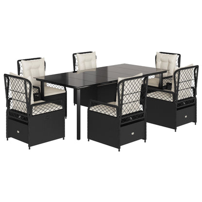 7-Delige Tuinset Met Kussens Poly Rattan 6 200 x 100 x 74 cm Zwart