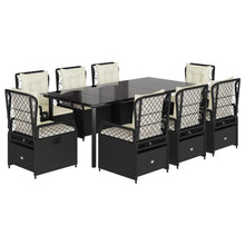 9-Delige Tuinset Poly Rattan 8 200 x 100 x 74 cm Zwart