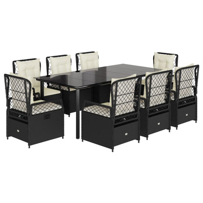 9-Delige Tuinset Poly Rattan 8 200 x 100 x 74 cm Zwart