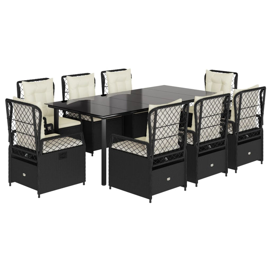 9-Delige Tuinset Poly Rattan 8 200 x 100 x 74 cm Zwart