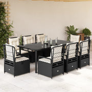 Tuinset 9-delig poly rattan zwart 200x100x74 cm