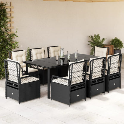 9-Delige Tuinset Poly Rattan 8 200 x 100 x 74 cm Zwart