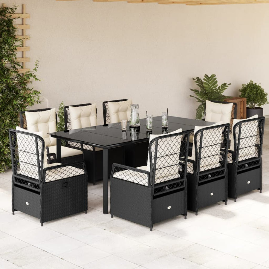 9-Delige Tuinset Poly Rattan 8 200 x 100 x 74 cm Zwart