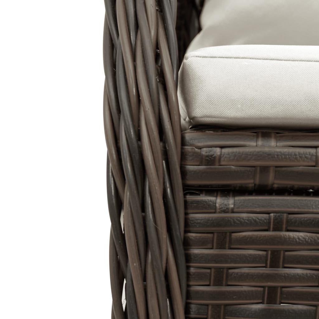 3-delige Tuinset met kussens poly rattan bruin