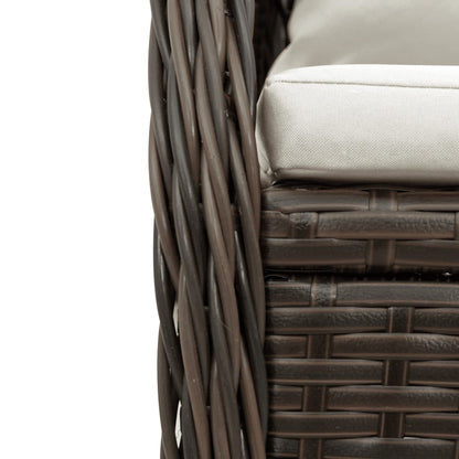 3-delige Tuinset met kussens poly rattan bruin