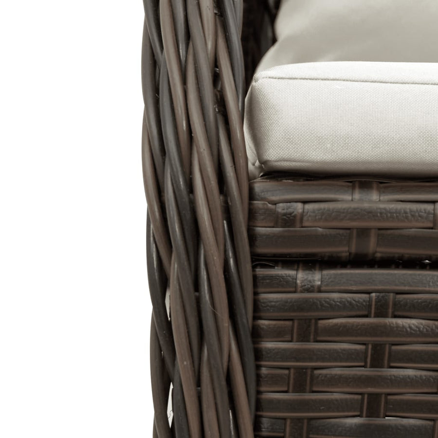 3-delige Tuinset met kussens poly rattan bruin