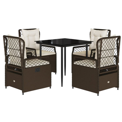 5-delige Tuinset met kussens poly rattan bruin