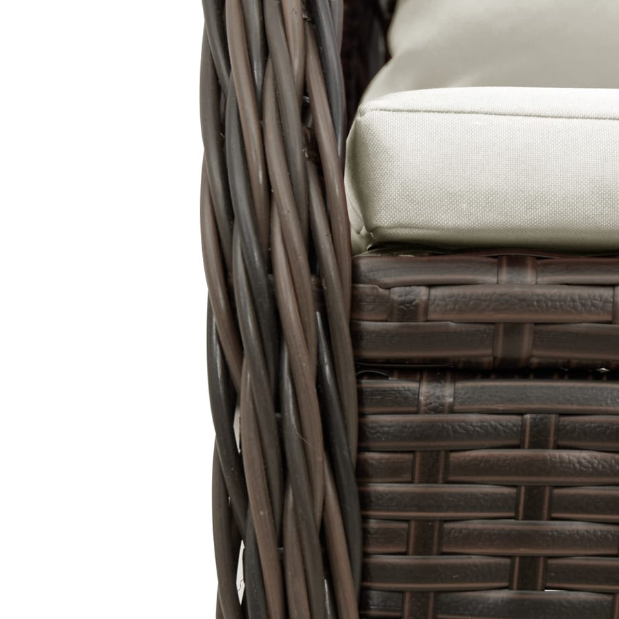 5-delige Tuinset met kussens poly rattan bruin