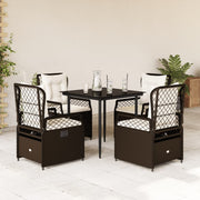 Tuinset poly rattan bruin 5-delig met kussens