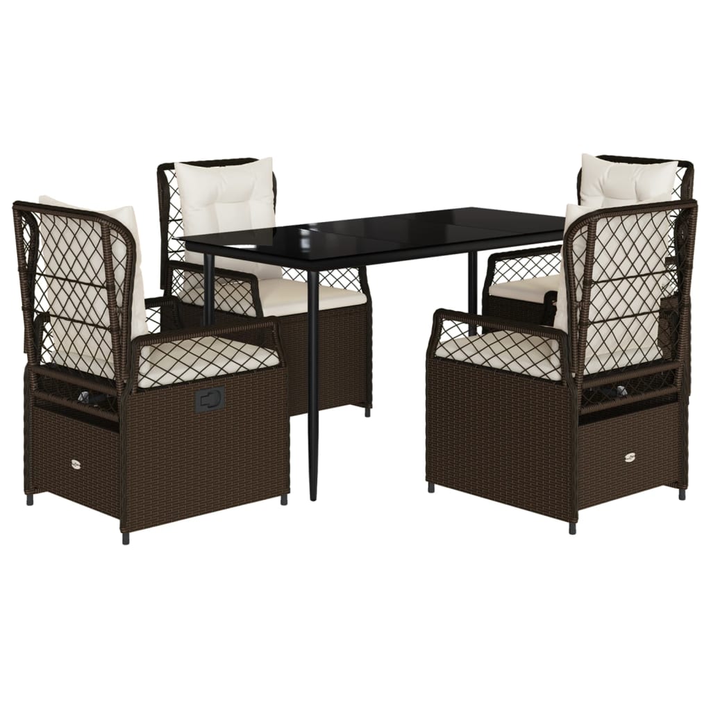 5-delige Tuinset met kussens poly rattan bruin