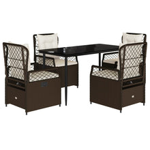 5-delige Tuinset met kussens poly rattan bruin