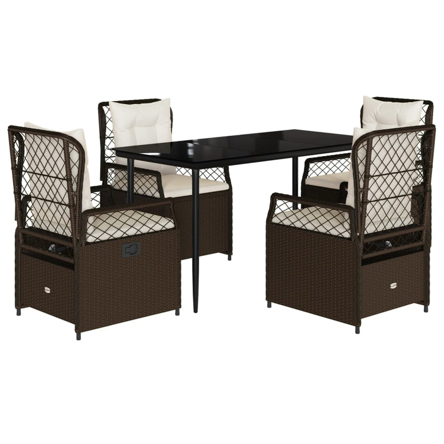 5-delige Tuinset met kussens poly rattan bruin