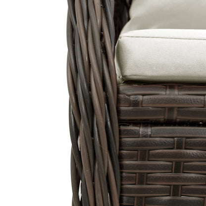 5-delige Tuinset met kussens poly rattan bruin