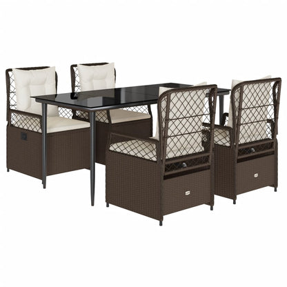 5-delige Tuinset met kussens poly rattan bruin