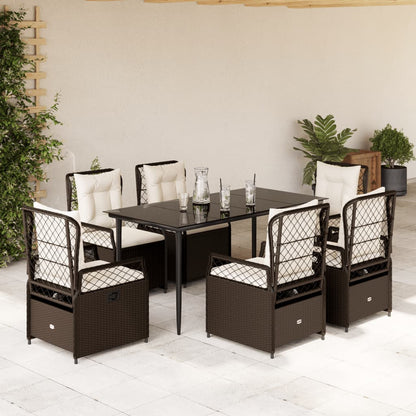 7-delige Tuinset met kussens poly rattan bruin
