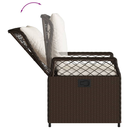 3-delige Tuinset met kussens poly rattan bruin