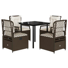 5-delige Tuinset met kussens poly rattan bruin