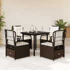 5-piece Garden Set with Cushions Poly Rattan Brown