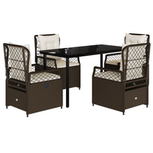 5-delige Tuinset met kussens poly rattan bruin