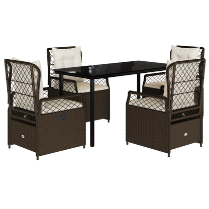 5-delige Tuinset met kussens poly rattan bruin