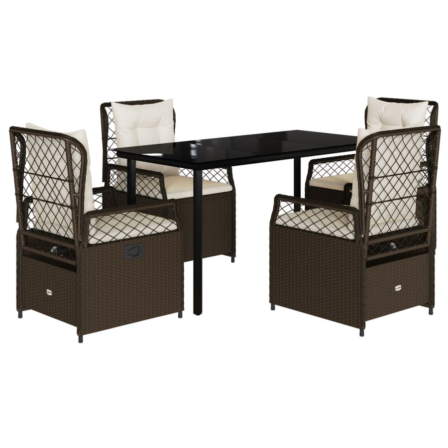 5-delige Tuinset met kussens poly rattan bruin