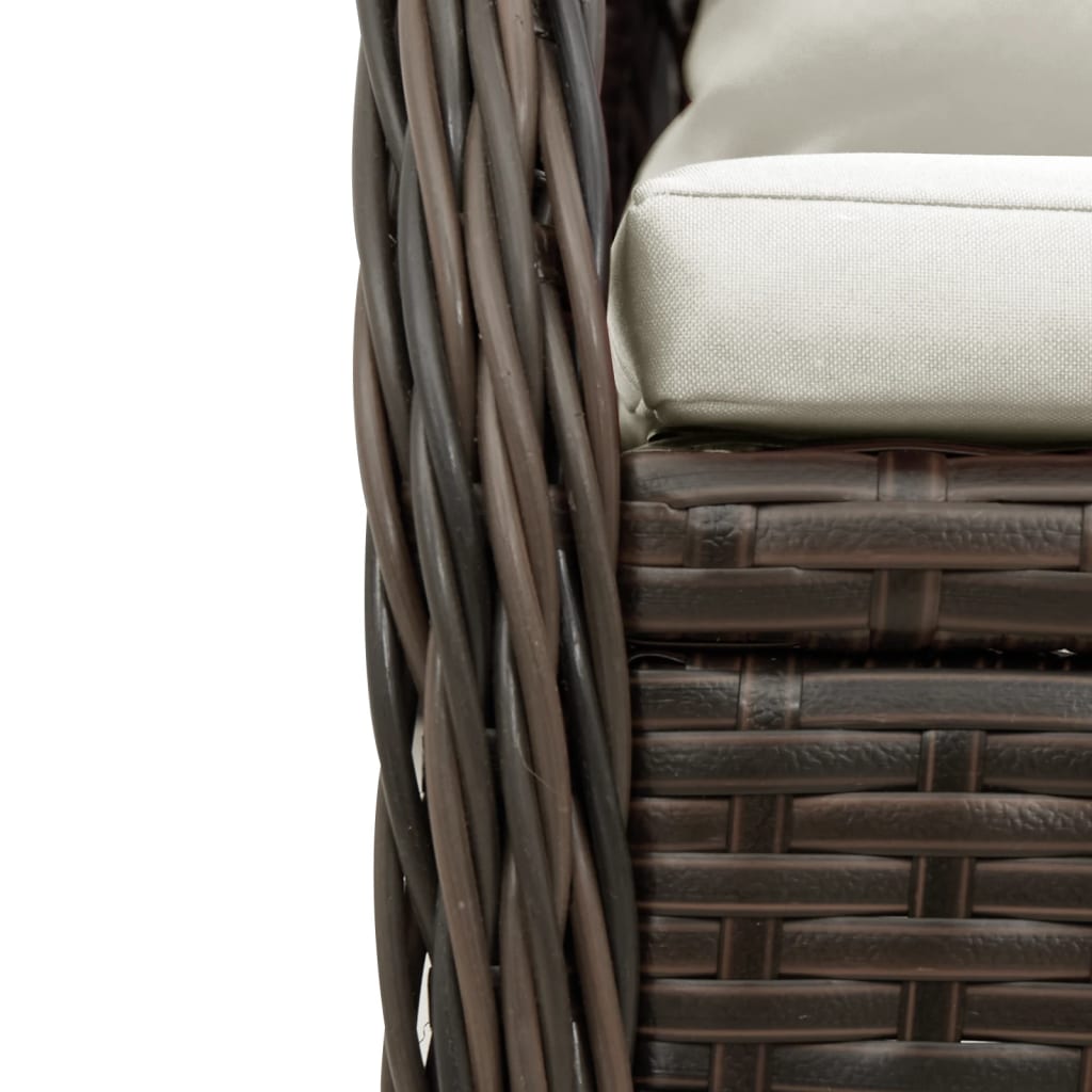 5-delige Tuinset met kussens poly rattan bruin