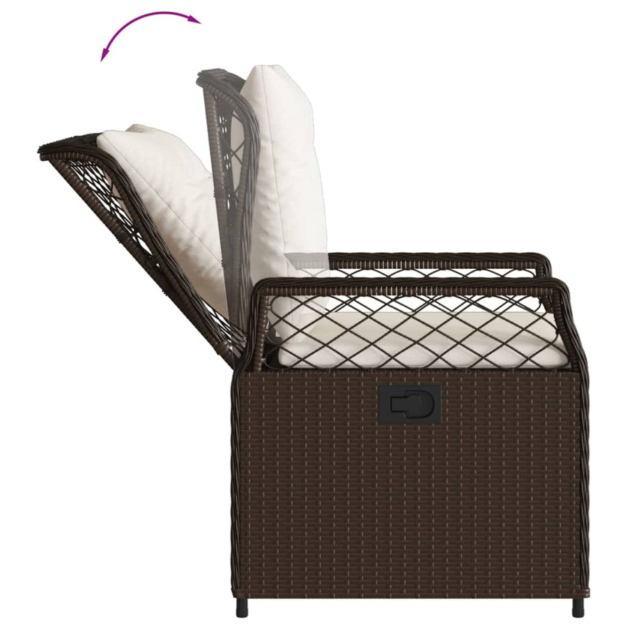 9-Delige Tuinset Met Kussens Poly Rattan 8 200 x 100 x 74 cm Bruin