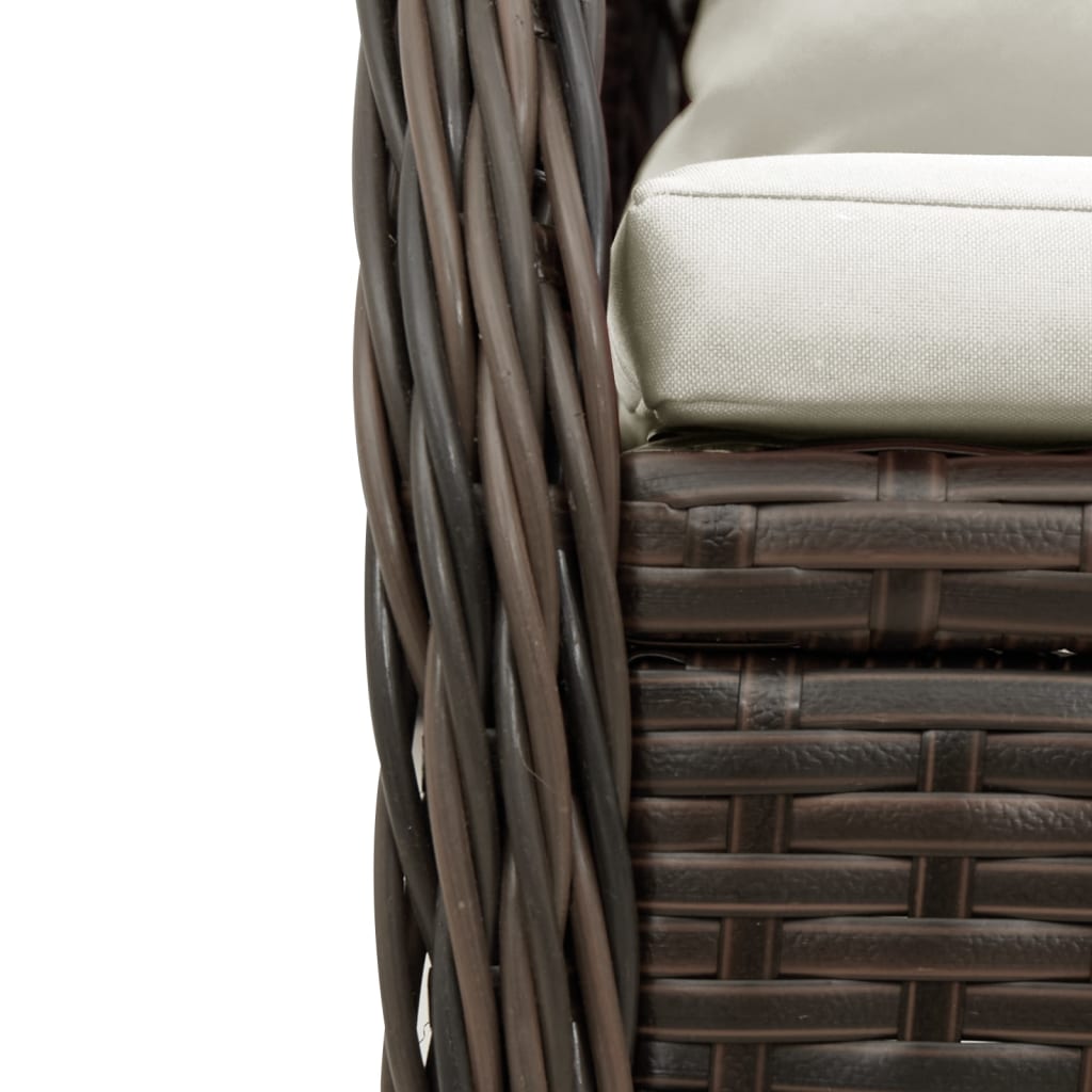 9-Delige Tuinset Met Kussens Poly Rattan 8 200 x 100 x 74 cm Bruin