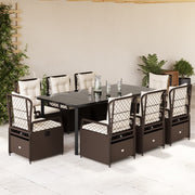 Tuinset 9-delig poly rattan bruin