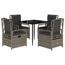 5-delige Tuinset met kussens poly rattan grijs