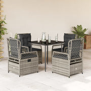 Tuinset 5-delig poly rattan grijs