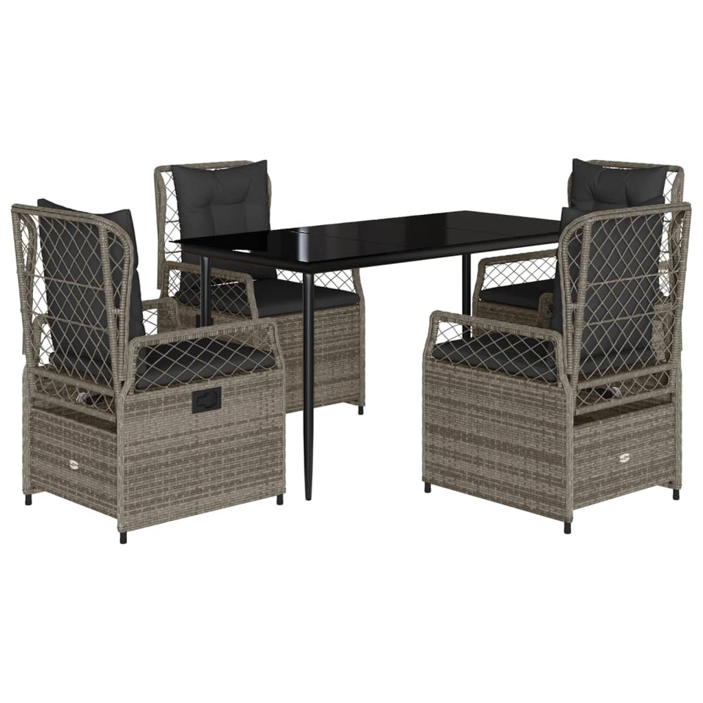 5-Delige Tuinset Met Kussens Poly Rattan 4 140 x 70 x 74 cm Grijs