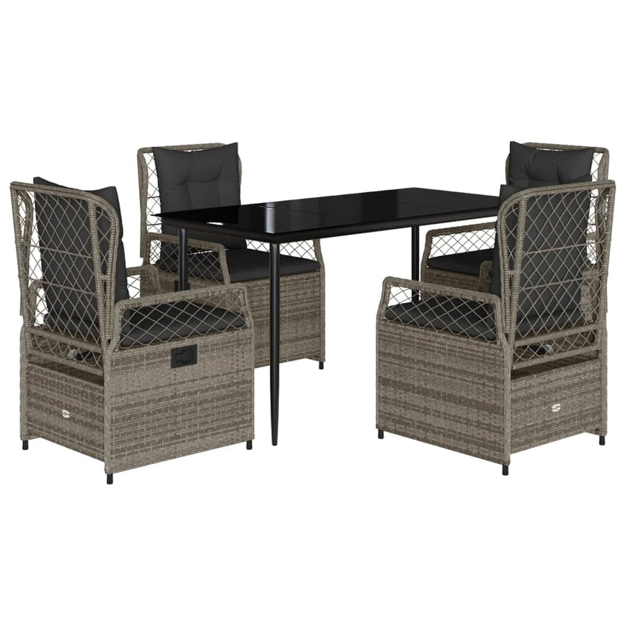 5-Delige Tuinset Met Kussens Poly Rattan 4 140 x 70 x 74 cm Grijs